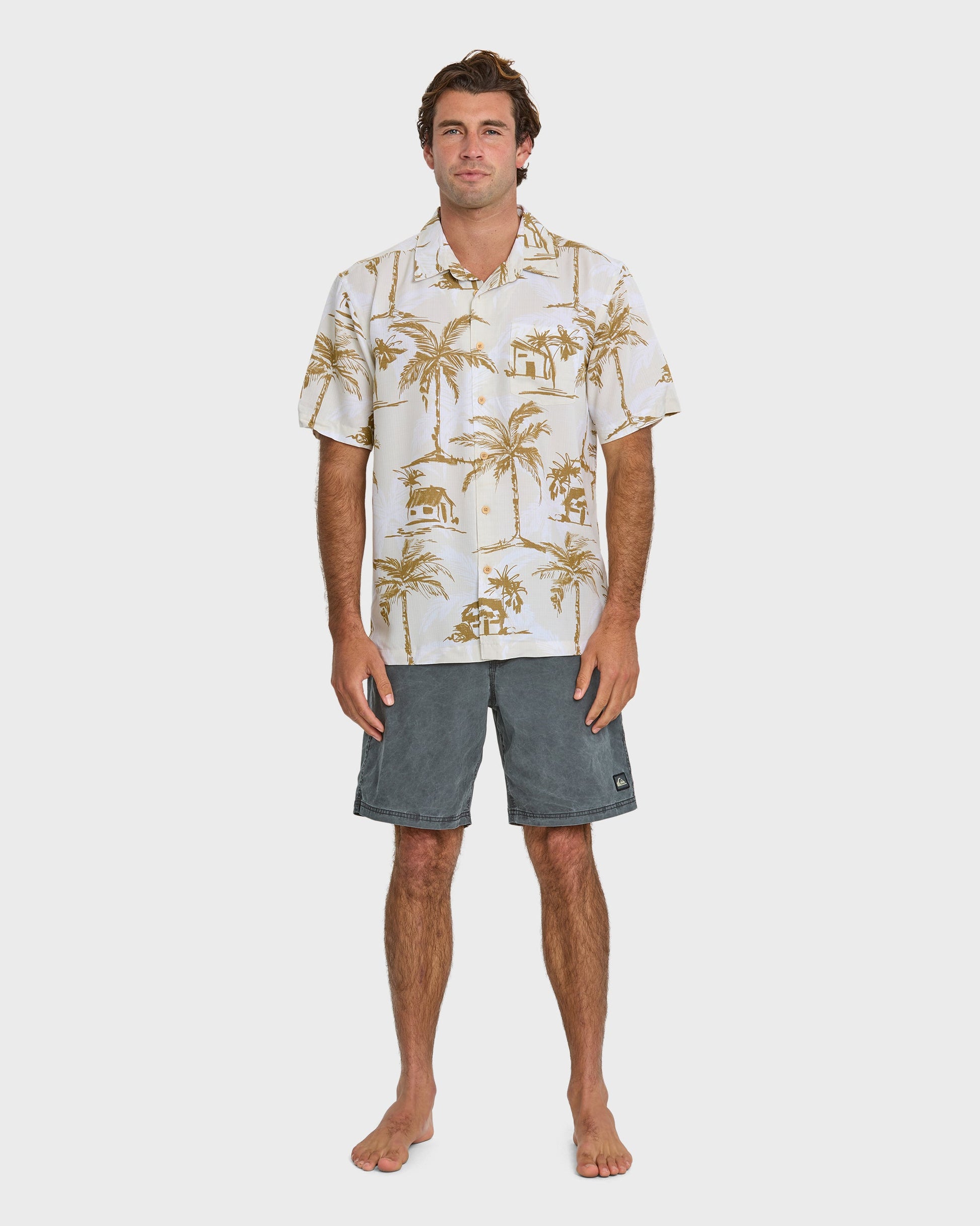 Quick Silver Waterman Off The Grid Shirt - Bone White