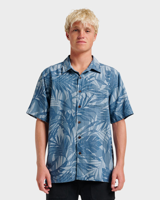 Quick Silver Waterman Botanical Short Sleeve Shirt - Midnight Navy