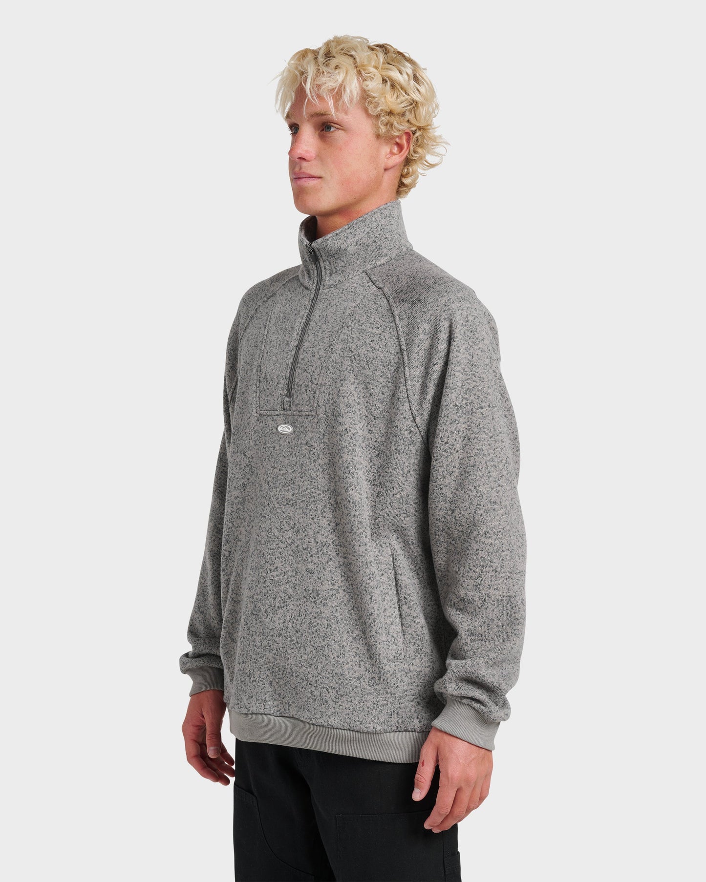 Quick Silver Keller Half Zip Mock Sweatshirt - Smoked Gray Heather